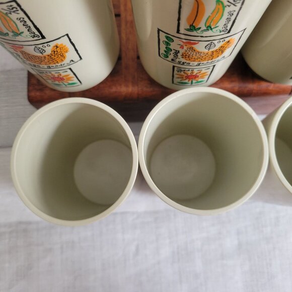 Set Of 6 Vintage Retro 1970s Plastic Tumblers With Farmhouse Design - Picture 3 of 7